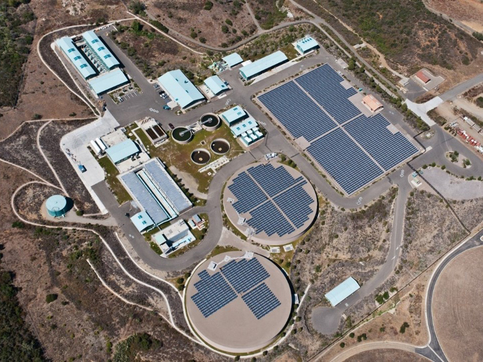 Aerial view of solar panels