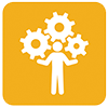 Yellow icon featuring gears