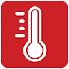 Red icon featuring thermometer