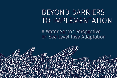 Cover of guide says "Beyond Barrier to Implementation - A water sector perspective on sea level rise adaptation