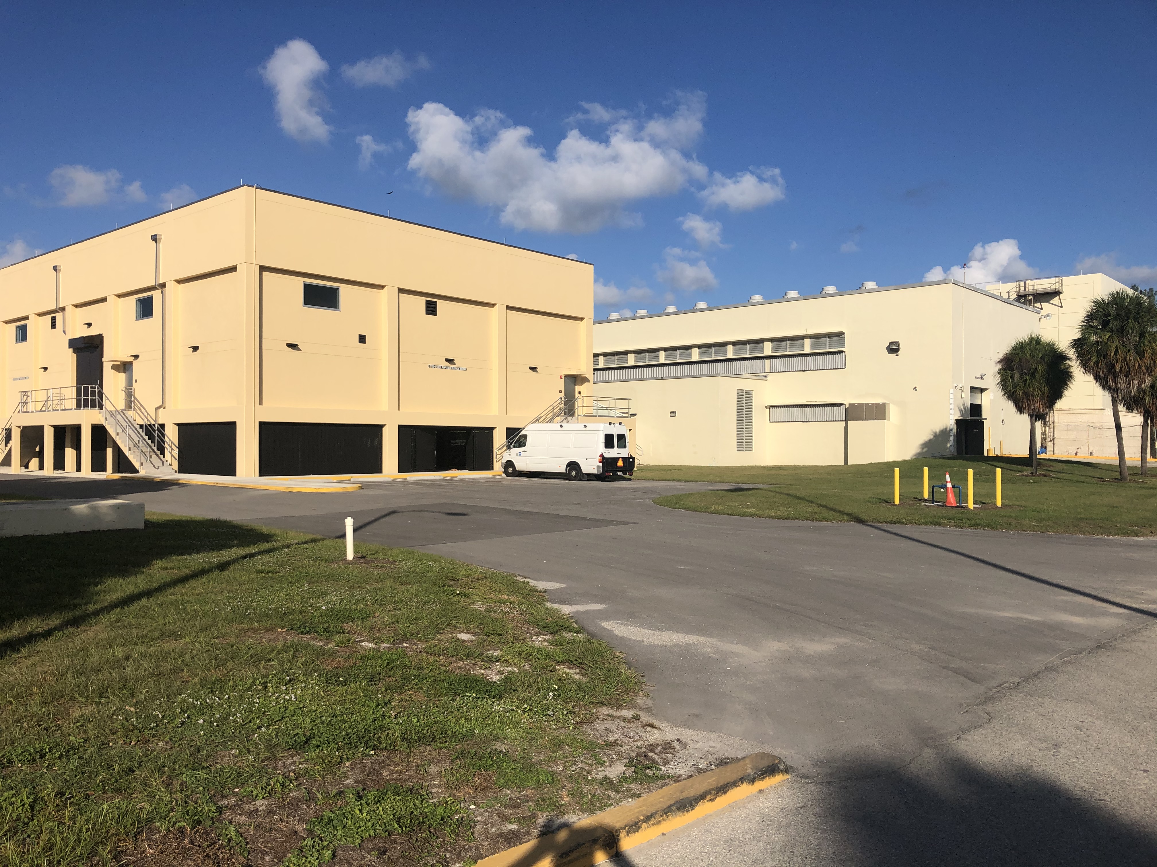 Beige building is Wastewater Treatment Plant facility in Miami
